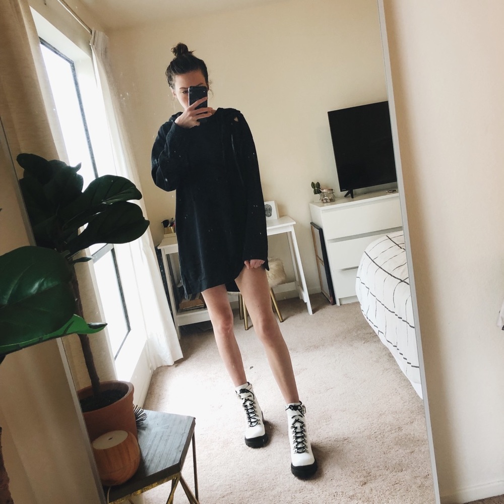 Honey Punch Black Sweatshirt Dress